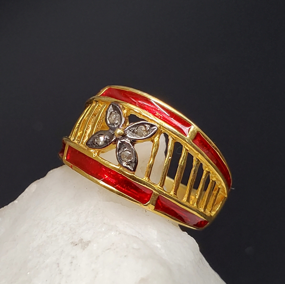 Sterling Silver 925 / 18k Gold Ring Raw Diamond Unique Designer Silversmith